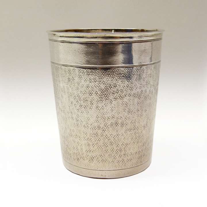Antique German silver stipple ground beaker